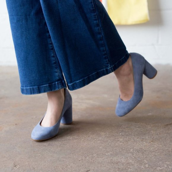 L'Intervalle Anyl Blue Suede Barrel Block Heels 37 - Picture 13 of 13